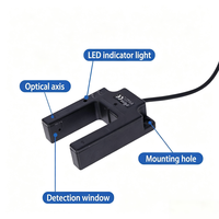 Sensor Fotoeléctrico Tipo Ranura U, 3 Cables, DC PNP NO, Distancia de Detección de 50 mm, Interruptor Fotoeléctrico