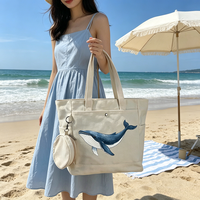 Bolso de Mano Dos en Uno con Diseño Personalizado con Temática Oceánica, para Regalos, Recuerdos de Playa, Promociones de Boutique, Compras de Verano