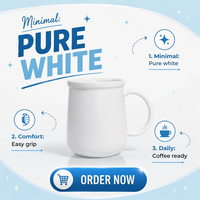 Mug ventru en céramique blanc mat moderne de 400 ml avec impression de croquis de tête de cerf, logo personnalisé, OEM, vente en gros pour café et thé à domicile