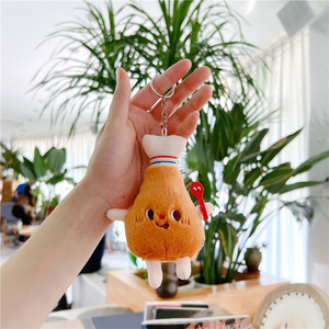 Personnalisé Vente en gros 8cm Diverses formes et couleurs Frites Hamburger Hot Dog Jambe de poulet Peluche Porte-clés Pendentif - Product Image 2