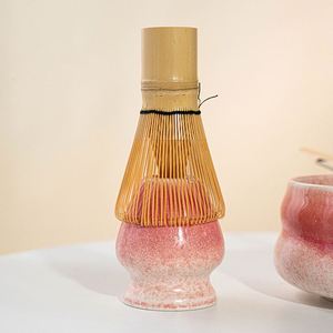 Ensemble de 5 fouets à matcha, kit de matcha vert, comprenant un bol en céramique avec bec verseur, un support pour fouet à matcha, un tamis, une cuillère en bambou - Product Image 4