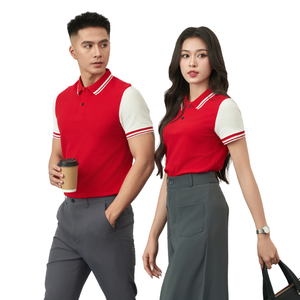 เสื้อโปโลกอล์ฟทูโทนสีสำหรับผู้ชายและผู้หญิงเสื้อโปโลผ้าคอตตอนผ้าสแปนเด็กซ์สวมใส่สบาย65/35 - Product Image 4