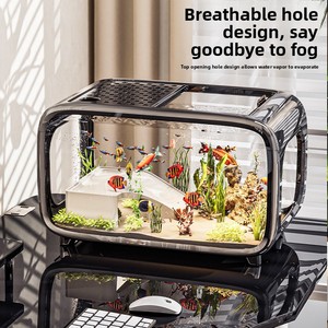 Acuario Transparente Personalizado <span class=keywords><strong>de</strong></span> Primera Calidad, Pecera Pequeña para Peces y Tortugas, Decoración para Sala <span class=keywords><strong>de</strong></span> Estar, Balcón y Hábitat para Mascotas Acuáticas - Product Image 2
