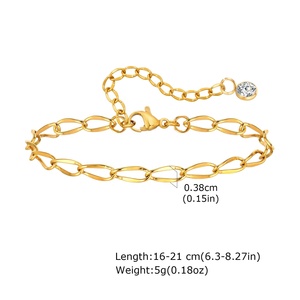 Gioielli in acciaio inossidabile placcato oro 18K impermeabile classico permanente Fiargo cerchio ovale maglia collana bracciale Set - Product Image 6