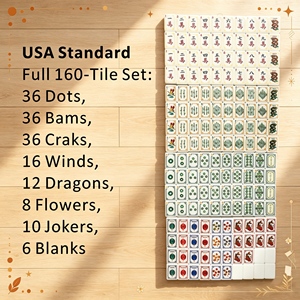 USA Standard 160-Tile <b>Mahjong</b> <b>Set</b> Plastic Classic Portable Full Game for 4 Players - Product Image 1
