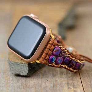 Cinturino Trendy di design imperor Jasper orologio intrecciato 38-45mm cinturino in pietra naturale per tutte le serie da Apple Watch - Product Image 1