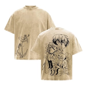 T-shirt da uomo a maniche corte girocollo in poliestere e cotone ecologico, stile sportivo, con stampa <span class=keywords><strong>anime</strong></span> di <span class=keywords><strong>coppia</strong></span> e logo frontale - Product Image 1