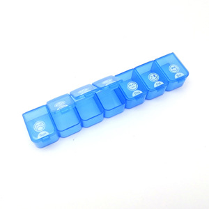 Transparent Blue 7 Compartment Pill <b>Box</b> With Lid Medicine <b>Storage</b> Case For Daily Use - Product Image 3