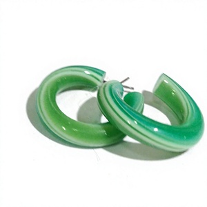 Pendientes de Aro de Resina Verde Únicos y Bonitos, con Mármol Blanco de Lujo, Vintage, de la Mejor Calidad, Redondos, Premium, Joyería de Moda para Fiestas, para Mujer - Product Image 2