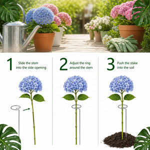 Galvanized <strong>Plant</strong> Support Ring Side Open <strong>for</strong> Potted Peony Hydrangea Rose Heavy Bloomer Garden Flower Hoop 1-5mm <strong>Wire</strong> 10-50cm 1+1 - Product Image 5