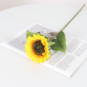 Fleurs artificielles <span class=keywords><strong>de</strong></span> tournesol <span class=keywords><strong>de</strong></span> haute qualité, à longue tige, grandes, pour la maison, les mariages, les anniversaires, les fêtes, en vrac, jaunes, décoration estivale - Product Image 4