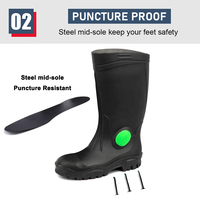 Résistant antidérapant huile acide alcalin résistance CE acier orteil anti-crevaison antistatique étanche PVC sécurité bottes de pluie noir