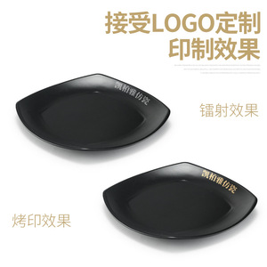 <b>Black</b> Square Melamine <b>Plate</b> For Steak And Seafood Restaurant Use Party Serving Dish Solid Color Durable Tableware - Product Image 4