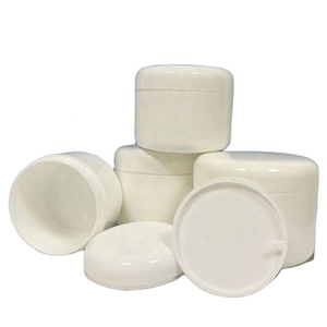 50g 100g 250g Skin Care Cream Cosmetic Packaging <b>Plastic</b> White Double Layer pp <b>Plastic</b> Cream <b>Jar</b> with Silver Gold Line - Product Image 1