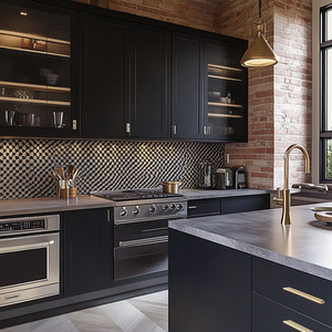 Mobili da Cucina a L in Stile Americano, Personalizzati per Villa, in Legno Massello con Finitura Laccata, Armadi Integrati per Cucina - Product Image 1