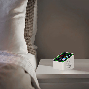 Smart Desktop Weather <b>Clock</b> With Backlight <b>Digital</b> Display For Bedroom White Rectangle Shape Usb Charging Built In Battery - Product Image 1