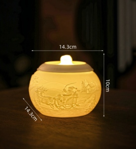 <span class=keywords><strong>Lampada</strong></span> Aromatica LED Natalizia in Porcellana Traslucida con Renna e Slitta di Babbo Natale in Rilievo, Luce Notturna per Decorazioni Festive - Product Image 6