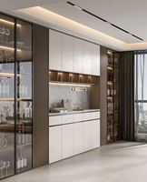 Customized Modern Contemporary Wood Panel Wine & Liquor Cabinets-Durable Eco-Friendly Drinks Storage