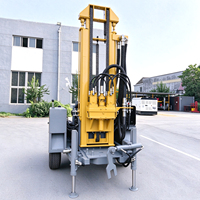 Foreuse compacte diesel sur roues 200m 300m pour forage de puits d'eau, montée sur remorque pour chantiers isolés