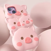 Étui design pour téléphone 3D mignon petit cochon rose couverture en Silicone souple dessin animé étui de téléphone pour iPhone 12 13 14 15 pro max