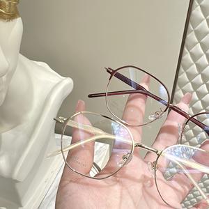 Monturas de Gafas Geométricas de Metal Retro Estilo Coreano, Montura Completa, Lentes Acrílicas, Anti Luz Azul, Unisex, Origen Danyang - Product Image 4