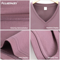 Camiseta de Manga Larga con Cuello en V de Algodón Mercerizado con Nitrógeno Líquido Kuenzi RTS, 100% Algodón, 190 g/m², Talla Grande para Mujer