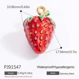 Pendentif Breloque Fruit DIY Plaqué Or 18K Fait Main en Acier Inoxydable, Accessoires de Bijoux Tendance en Alliage pour Vente en Gros - Product Image 4