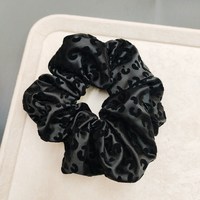 Bandeau en satin à imprimé léopard floqué, style rétro européen et américain, chouchous pour femmes