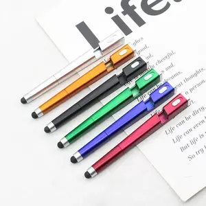 New Customized Logo Printing Multi Function Pen High Quality Plastic Ballpoint Pen with LED light and Touch Screen