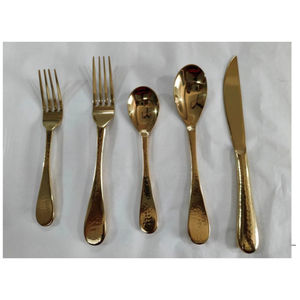 Ensemble de couverts élégants en acier inoxydable doré, finition miroir lisse, poignées subtilement texturées, produits haut de gamme à prix de gros - Product Image 2