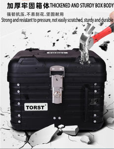 Top case <span class=keywords><strong>moto</strong></span> rétro 45L noir, étanche, épaissi, anti-chute, avec dossier et plaque de fixation inférieure, <span class=keywords><strong>installation</strong></span> facile - Product Image 3