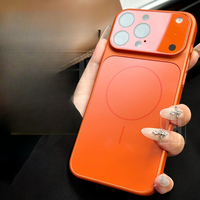 Nouvelle Coque Tendance Orange Couleur Unie pour iPhone 17 Air 16 15 14 13 Pro 17 Pro Max avec Protection Magnétique en Verre Trempé pour Objectif