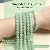 Perles en verre imitation jade de 8 mm, écologiques, aspect jade brillant, perles intercalaires lâches pour la fabrication de bijoux DIY (bracelets, colliers)