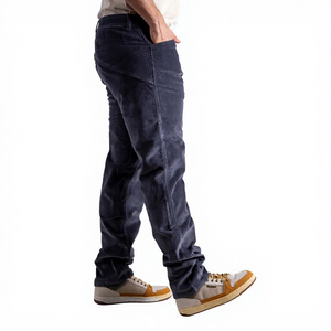Pantalones de pana azul de peso medio para hombre, de pierna ancha, corte holgado, estilo casual, para trabajo, vintage, streetwear, planos, ODM - Product Image 1