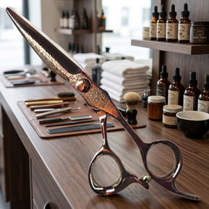Ciseaux de coiffure professionnels ergonomiques en acier inoxydable à bords tranchants pour droitiers avec manche long pour usage en salon - Product Image 5