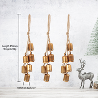 Clochettes en métal doré vintage personnalisées avec six clochettes tubulaires et corde en jute pour la décoration de Noël, de la porte, du foyer et des fêtes