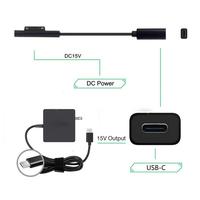 Microsoft Surface Pro 6/5/4/3 Go Book Adaptateur d'alimentation USB Type C Câble de charge FM 15V 3A PD Chargeur Tresse Blindage Stock