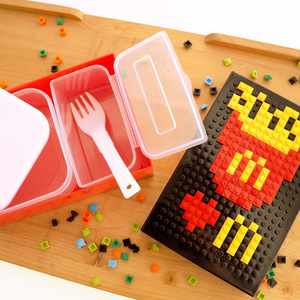 Lonchera creativa de plástico tipo Lego, apta para microondas, rectangular, con dibujos animados para niños. - Product Image 3