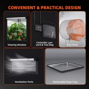 مزارع العنكبوت 4.<span class=keywords><strong>2</strong></span>.6x6.5ft x 70x x x 1680D قماش مايلر سميك زراعة مائية في الأماكن المغلقة 2x4 خيمة تنمو - Product Image 5