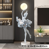 Grande sculpture moderne de danseuse de ballet, style Art déco italien, lampe sur pied, ornement créatif en résine, décoration pour hall d'hôtel et salon