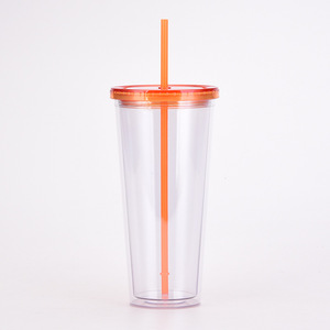 Bán Buôn Tái Sử Dụng Cốc Hai Lớp Nhựa Acrylic <span class=keywords><strong>Cup</strong></span> Với Nắp Cho Uống Trực Tiếp Biểu Tượng Tùy Chỉnh Tùy Chọn - Product Image 2