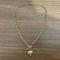 Cadena de Acero Inoxidable Resistente a la Decoloración con Hebilla Chapada en Oro de 18K, Collar con Forma de Corazón, Cadena Cruzada, Collar con Colgante de Corazón para