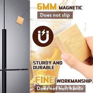 Wooden bottle opener for home use, beer and beverage bottle opener, square bamboo and wood <b>refrigerator</b> magnetic bottle opener, - Product Image 2