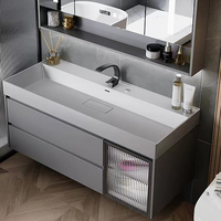 Contreplaqué évier miroir salle de bain armoire vanité meubles lavabo armoire lumière intelligente miroir table de lavage