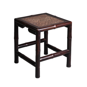 <b>Bamboo</b> Square <b>Stool</b> Ming Style Dark Color Chinese Design Handcrafted Anji Origin - Product Image 5