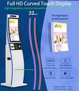Máquina expendedora de billetes con pantalla táctil curva de 32 pulgadas, kiosco de pago automático, kiosco de autoservicio para restaurantes de comida rápida - Product Image 3