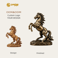 Statue de cheval dressé en résine peinte à la main, bronze antique, sculpture modèle personnalisée, décoration de bureau et de maison, vente en gros d'usine OEM