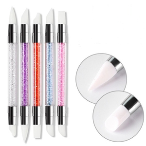 5pcs Double Head Silicone Nail Art Pens Acrylic Handle Soft Crystal Manicure Brush <b>Set</b> - Product Image 3