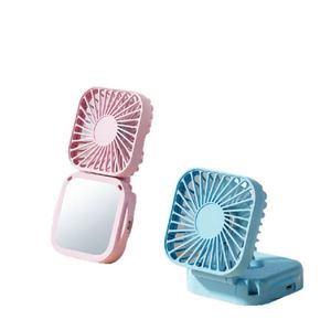 X418 Nuevo Mini Ventilador de Escritorio Plegable con Espejo, Ventilador de Bolsillo Portátil Recargable por USB, Ventilador Pequeño para Colgar en el Cuello - Product Image 1
