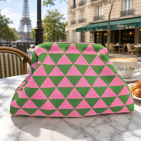 Pochette tricotée géométrique personnalisée avec logo, motif triangulaire tendance, sac de maquillage, pochette vintage à fermoir, MOQ 100